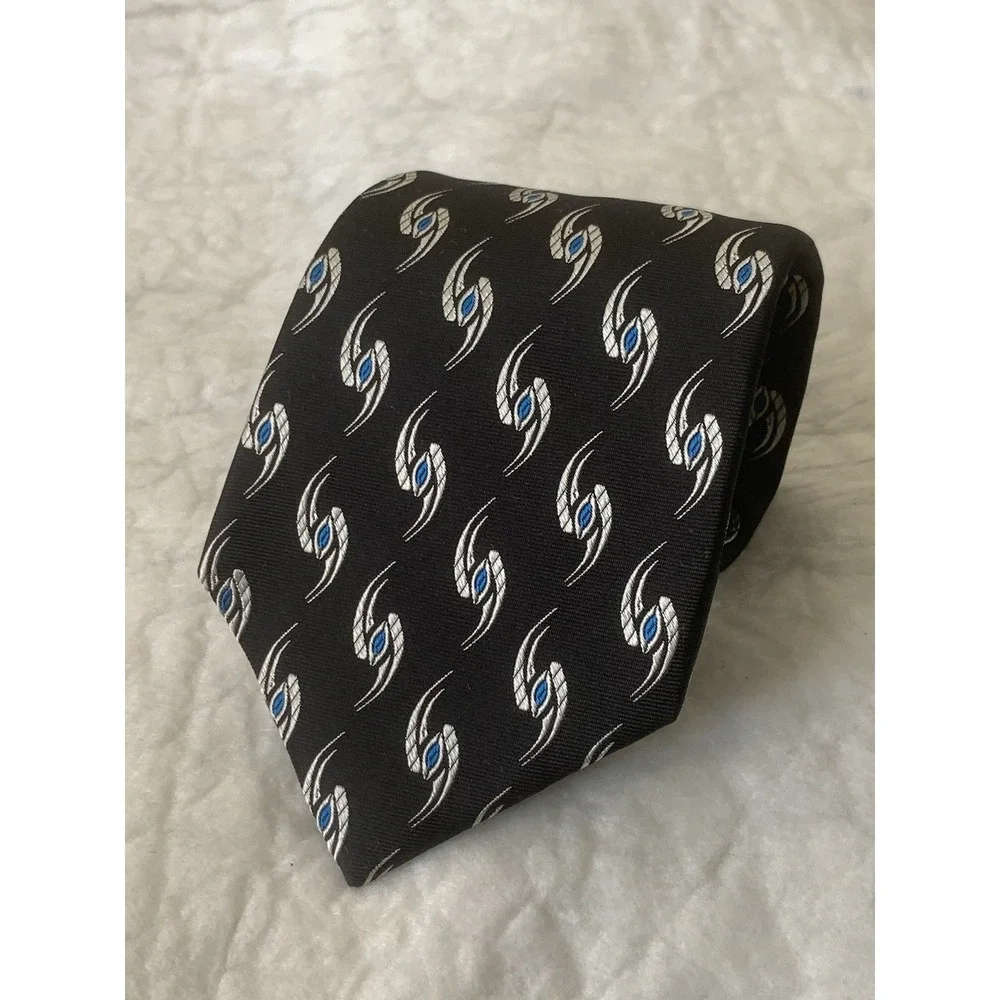 NWOT Phineas Cole 100% Silk TIE Eye Design Black White Blue Made In USA